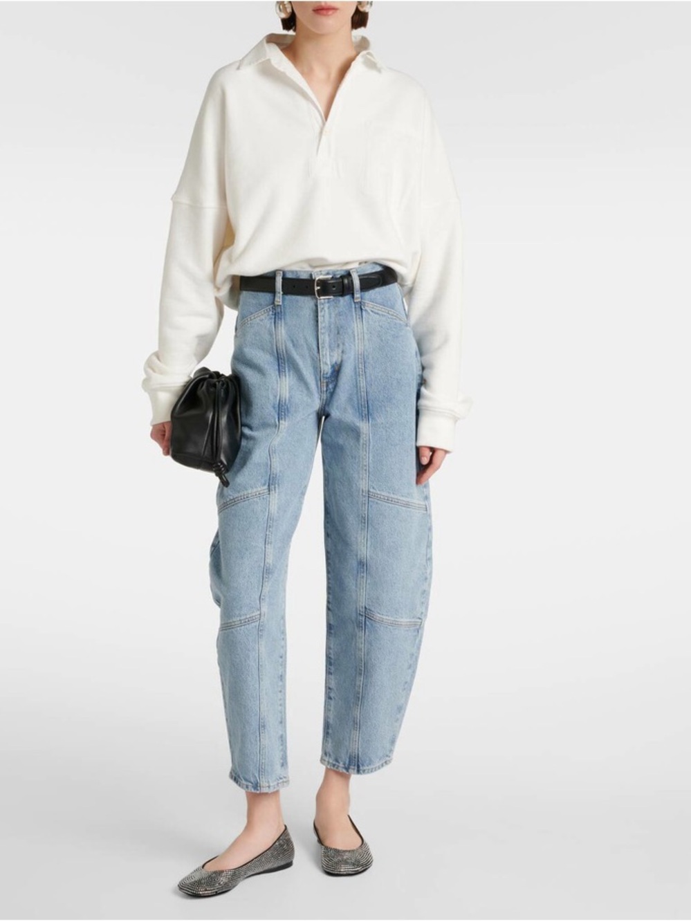Agolde Mara High-Rise Barrel-Leg Light Wash Jeans Size 27 Curved Baggy Relaxed - Picture 3 of 16